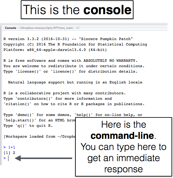 You can always type code directly into the command line to get an immediate response.