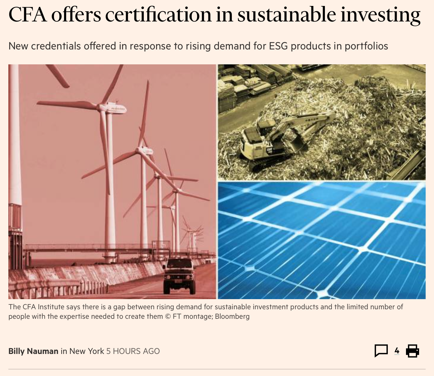 New CFA certificate on ESG investing. Source: CFA Institute