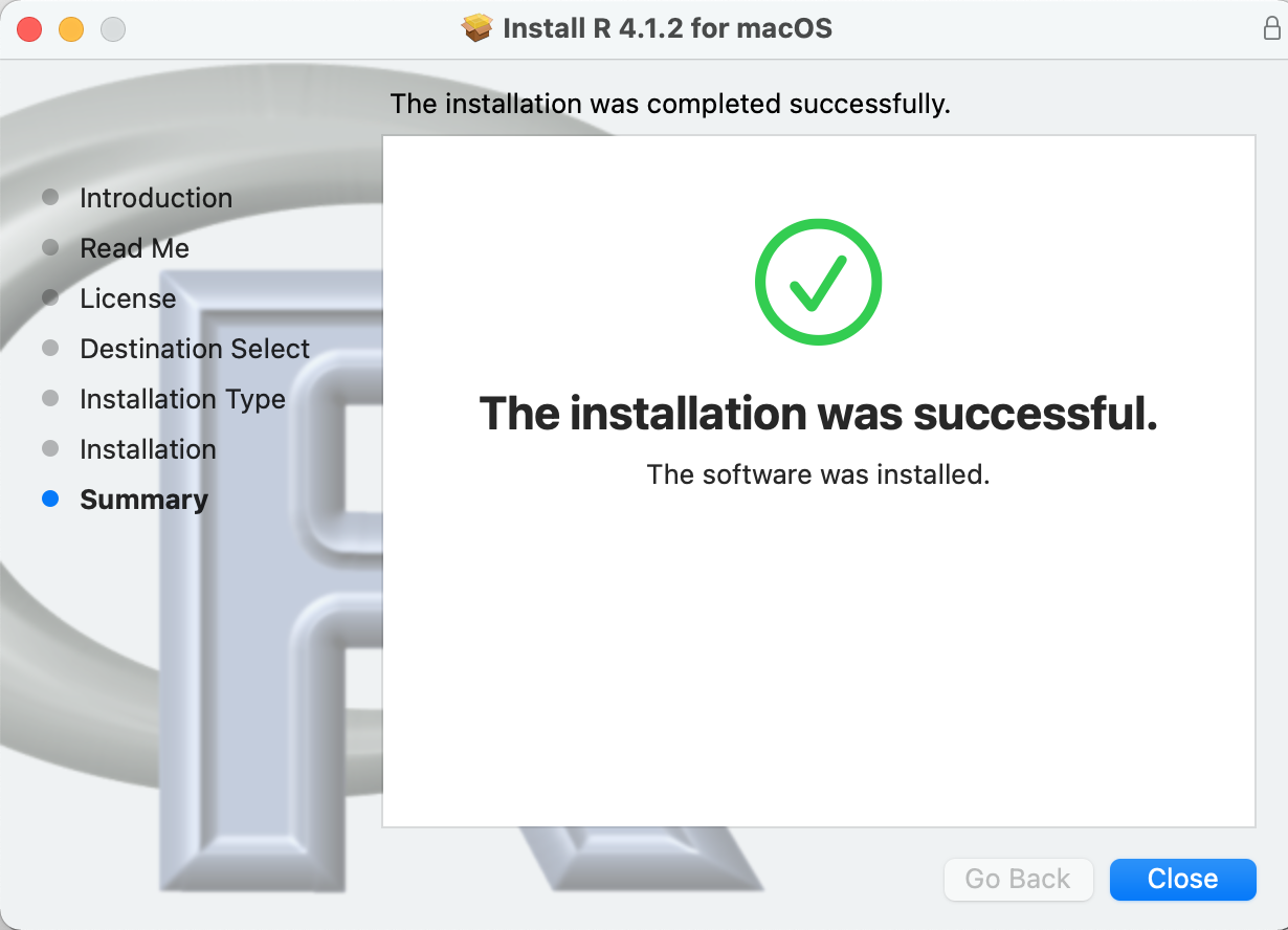 Installation successful