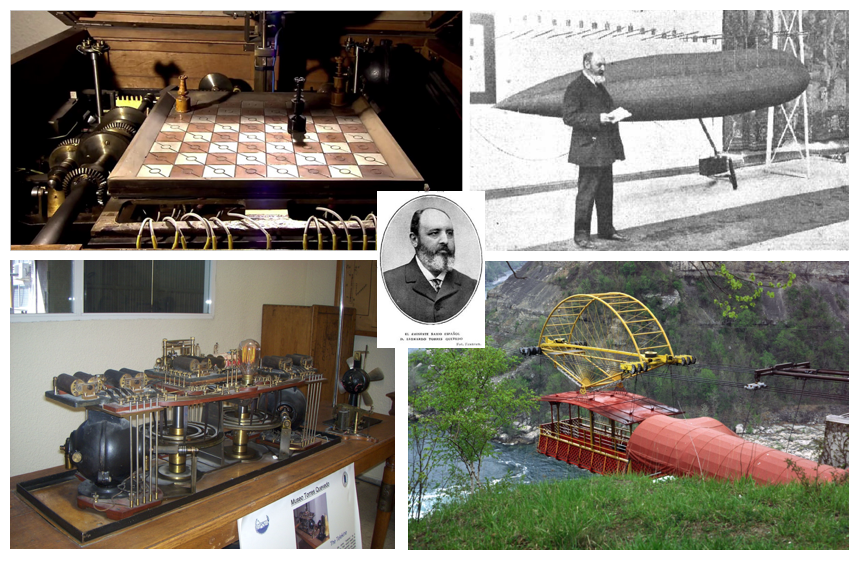 Inventos de Torres Quevedo: El ajedrecista, nuevo dirigible, Telekino y transbordador.