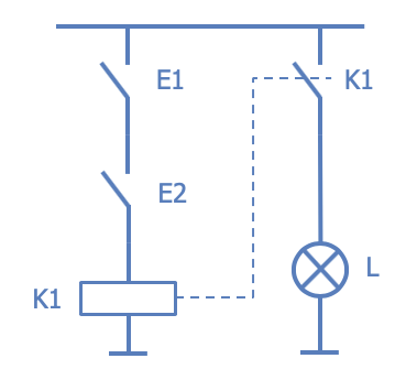 Esquema de contactos : ejemplo de luz controlada por relé
