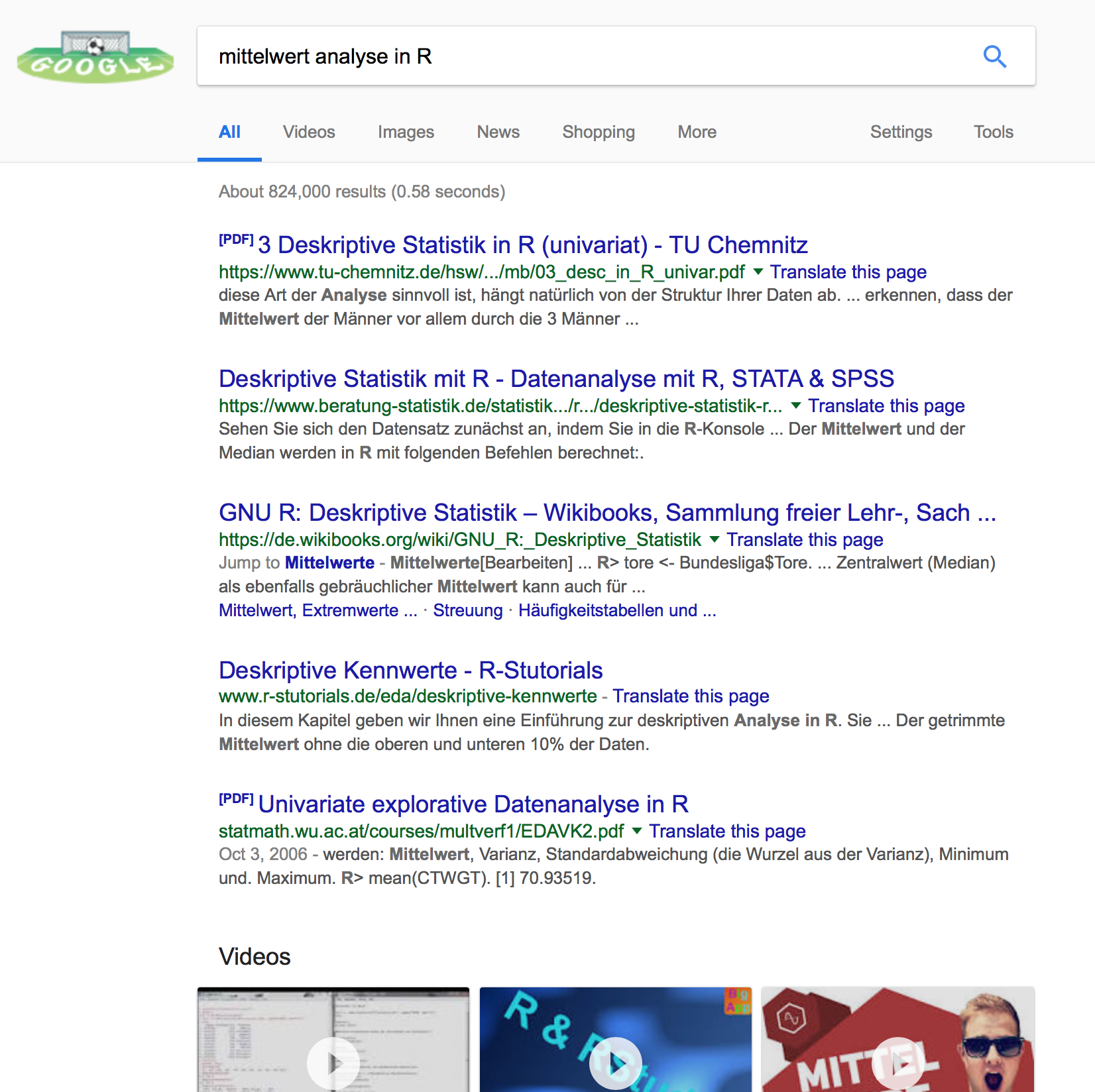 Suchergebnisse von Google am 16.10.2018