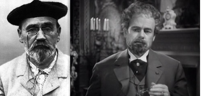 Izquierda: Émile Zola. Derecha: Paul Muni, en la película "La vida de Emile Zola" (1937), que le valió al actor una nominación al Oscar. 