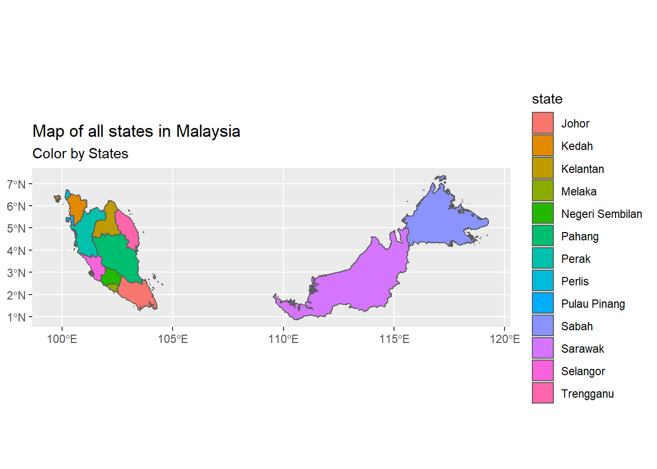 Map of all states in Malaysia