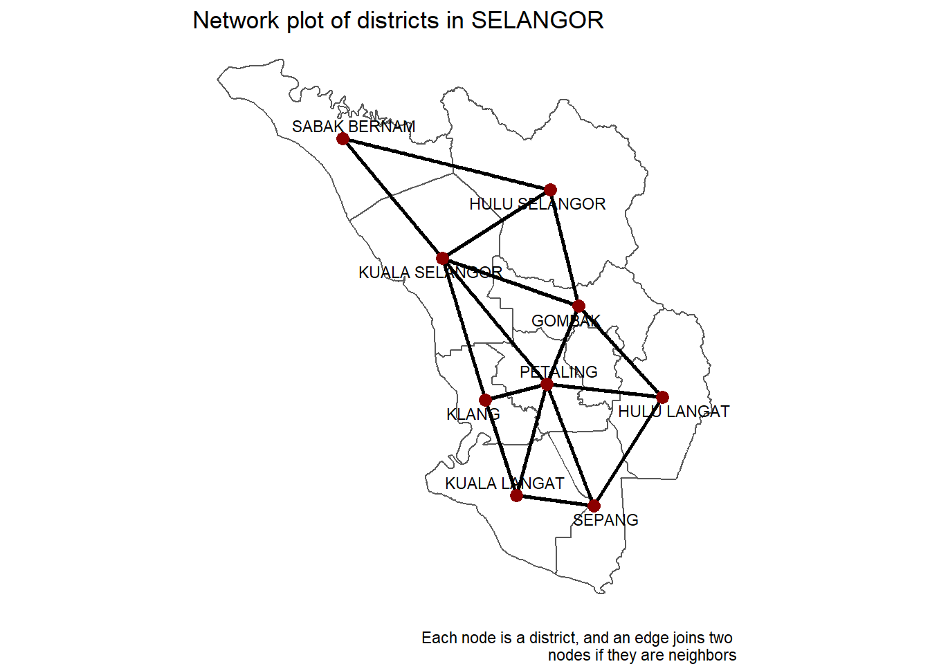 SELANGOR district network on map