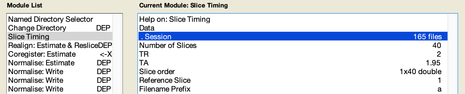 `Slice Timing` 中的 `Session`。