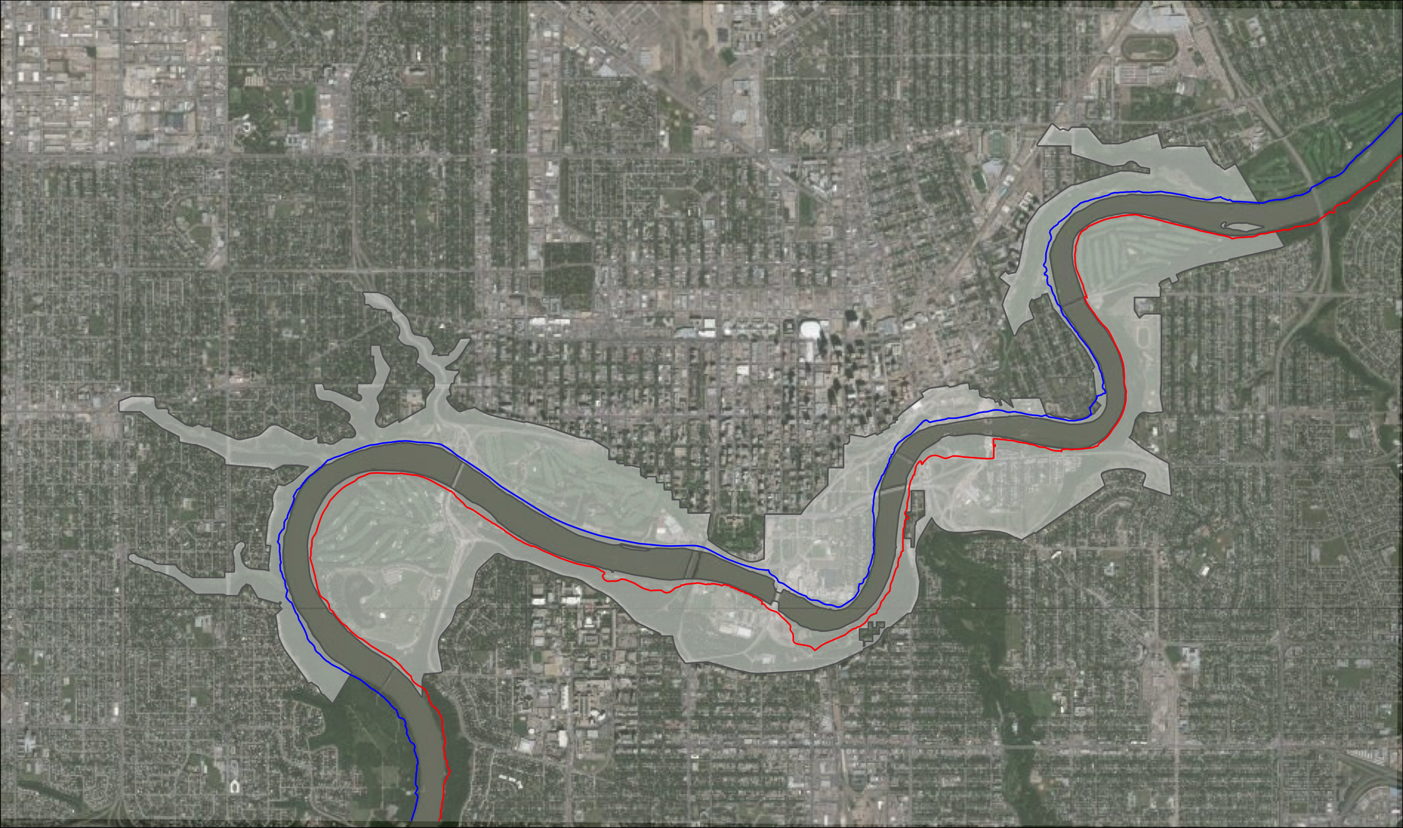 Routes for cross-sectional map.