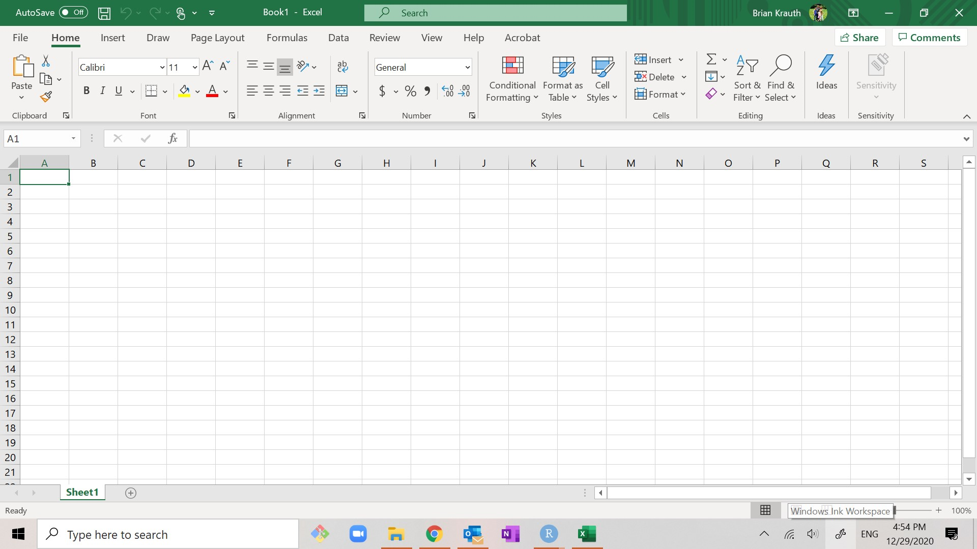 Excel blank workbook