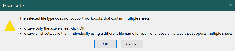 CSV warning message