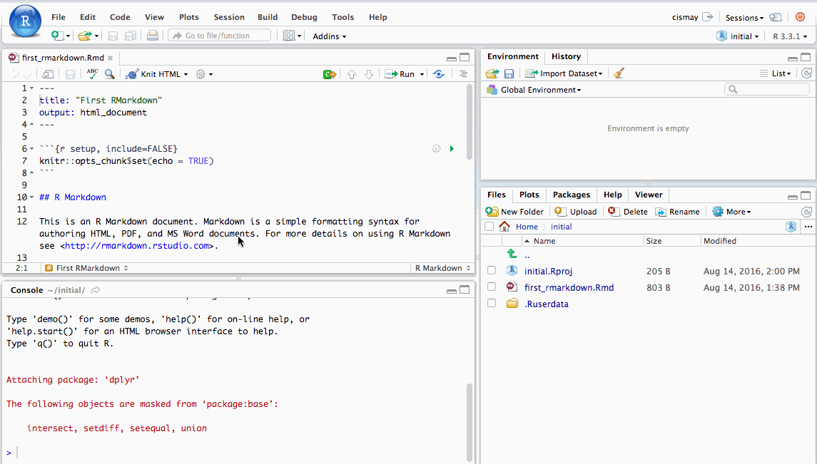 Getting Used To R Rstudio And R Markdown