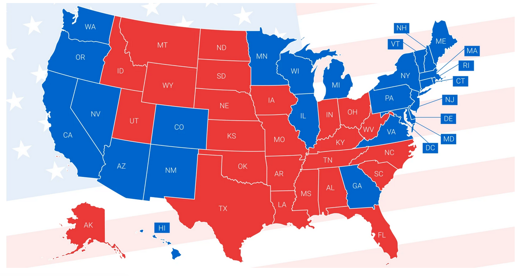 Fig. 2: Regional US presidential election results