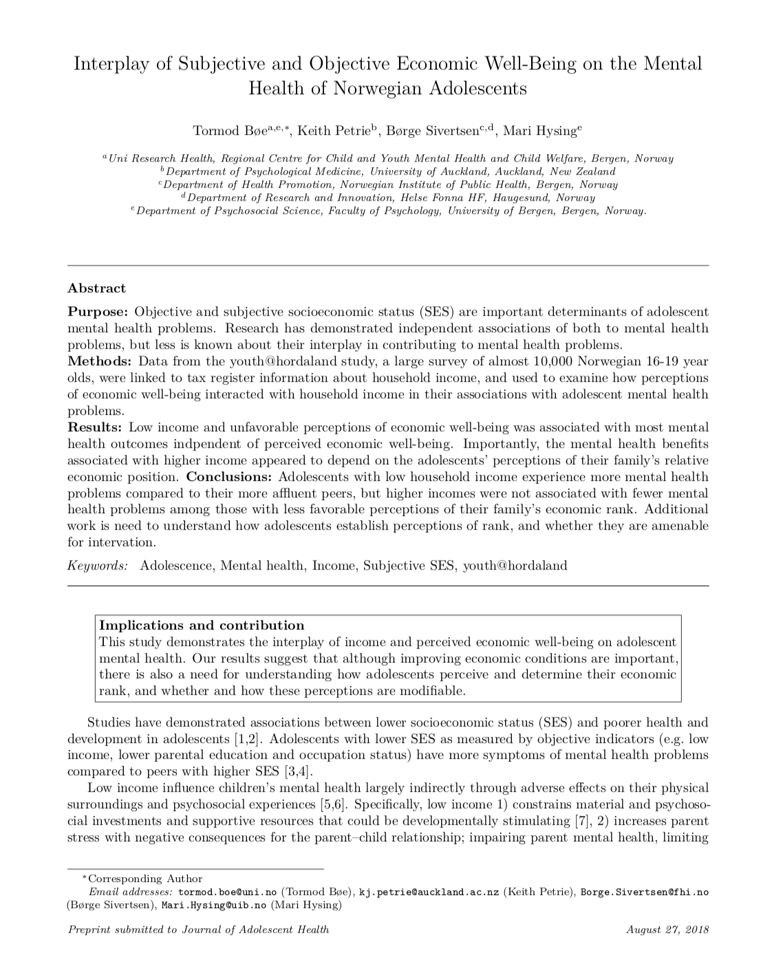 Example paper formatted for Elsevier journals