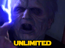 Settle down, Palpatine. Power has a lower limit of $\alpha$ and an upper limit of 1.