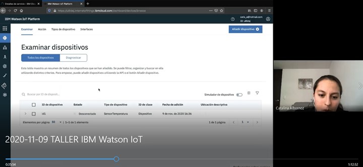 Conferencia de cómo usar IBM Watson <br> Fuente: Elaboración propia. Fotografía tomada de la clase del 9 de noviembre de 2020