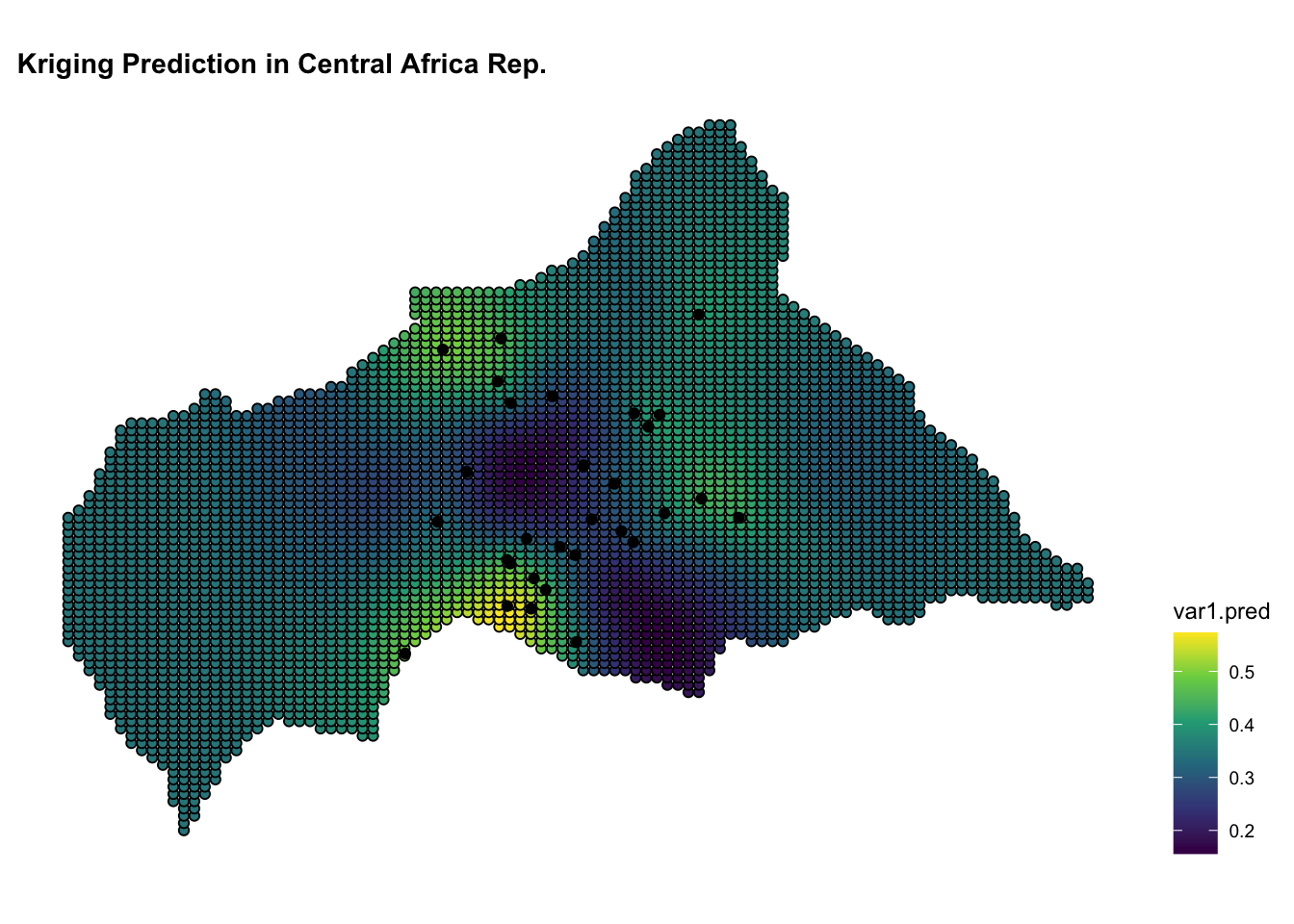 Kriging Map of Central Africa Rep.