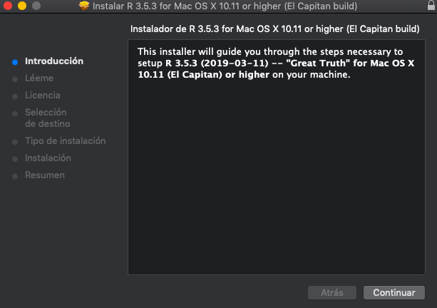 Instalación de R para sistema operativo Mac OS