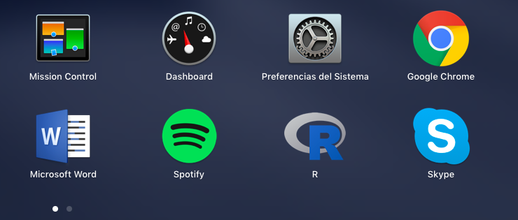 R disponible en Launchpad de Mac OS