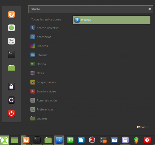 RStudio instalado en Linux