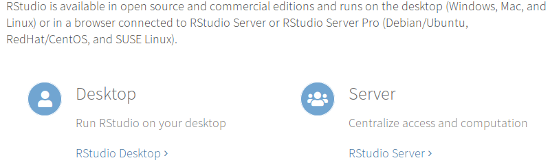 Página de descarga de RStudio