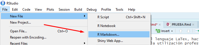 Apertura de nuevo documento Rmarkdown vía botonera