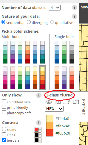 Colorbrewer palette selector