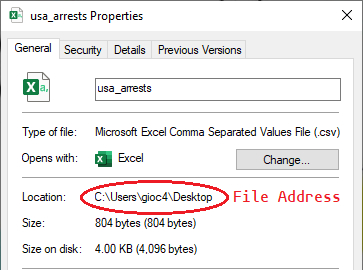 File Address of a .csv File