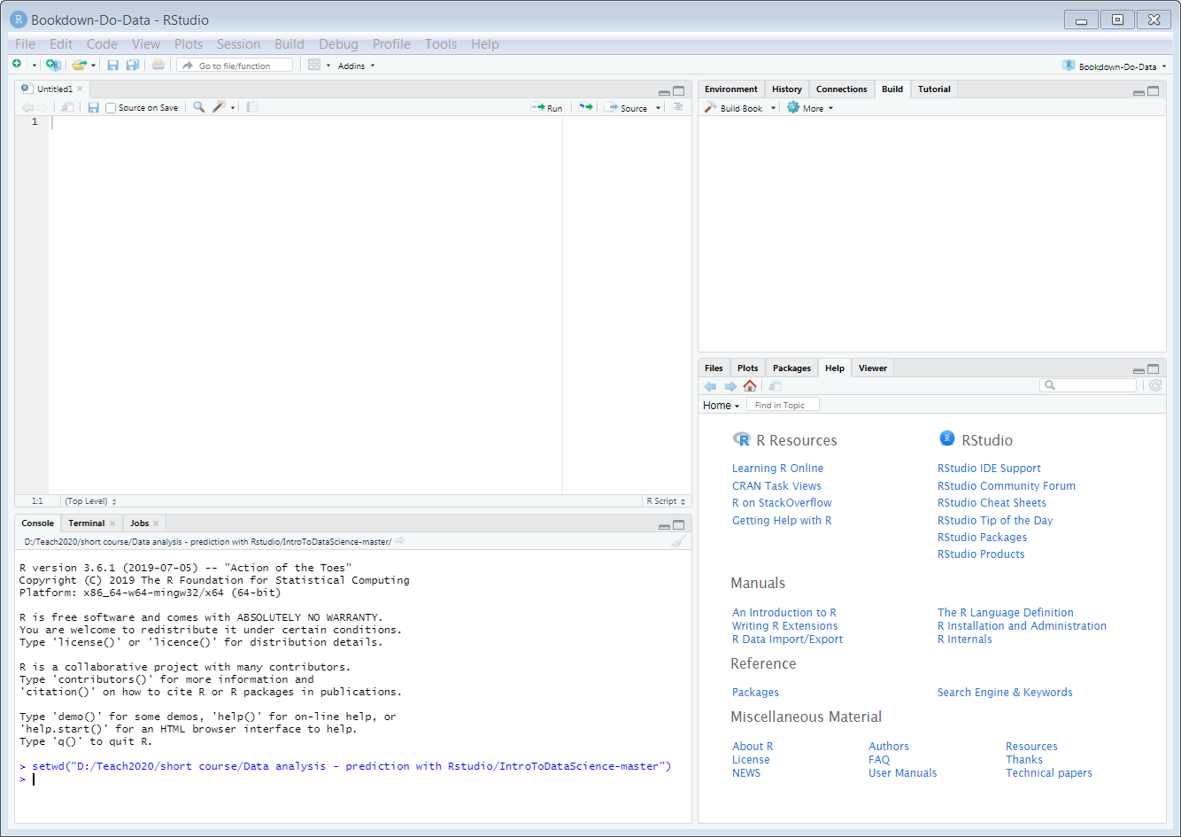 Creat a new file in RStudio and ready to enter code