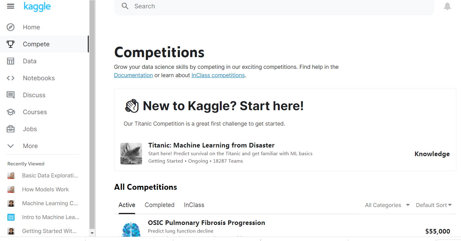 Kaggle Competition web site