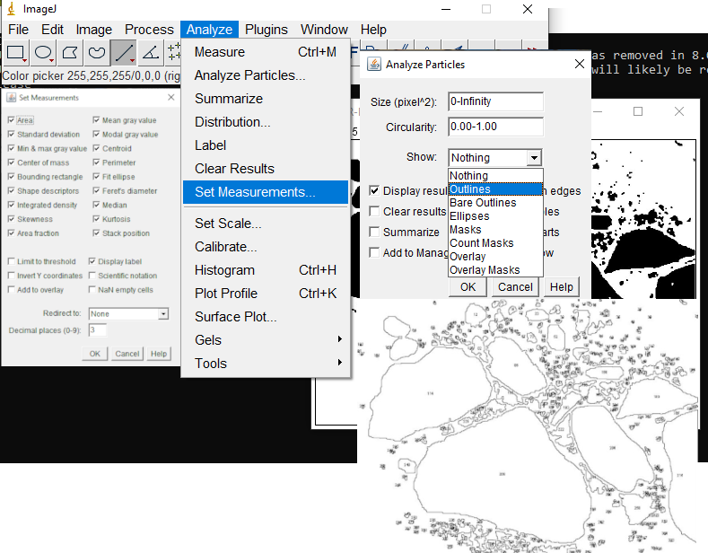 analysis settings setting and results