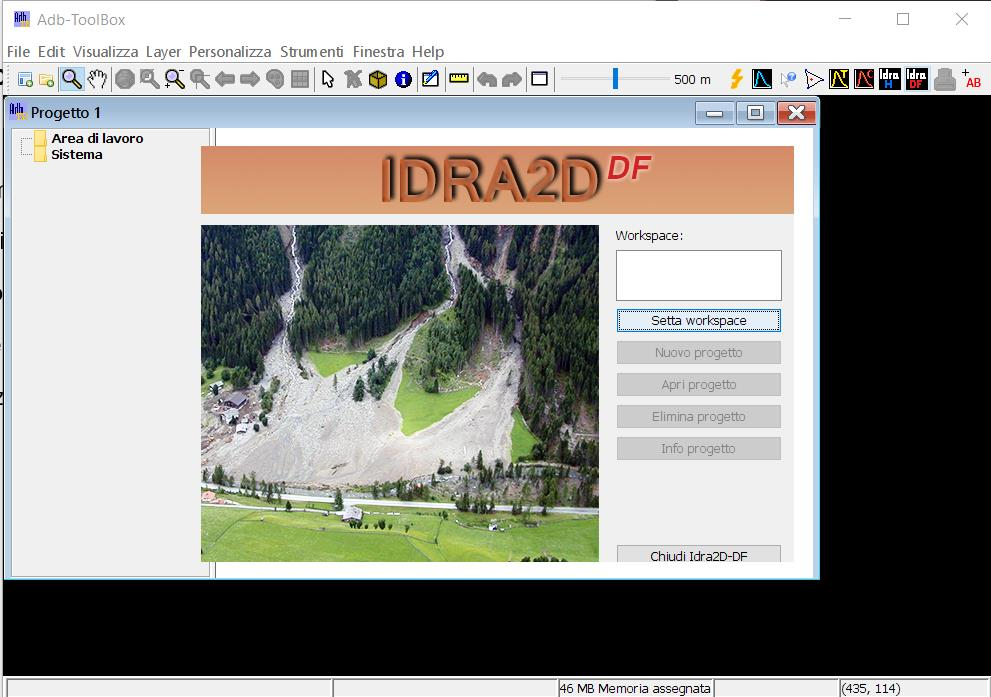 schermata di lancio IDRA2D-DF