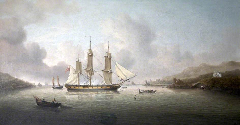 HMS ‘Enchantress’ in the River Dart (1804) Charles Martin Powell