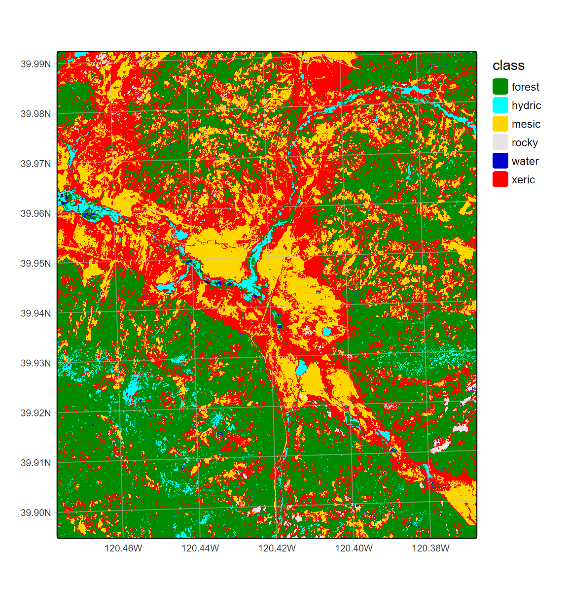 CART classification, highest probability class, Sentinel-2 10 m 20210628.