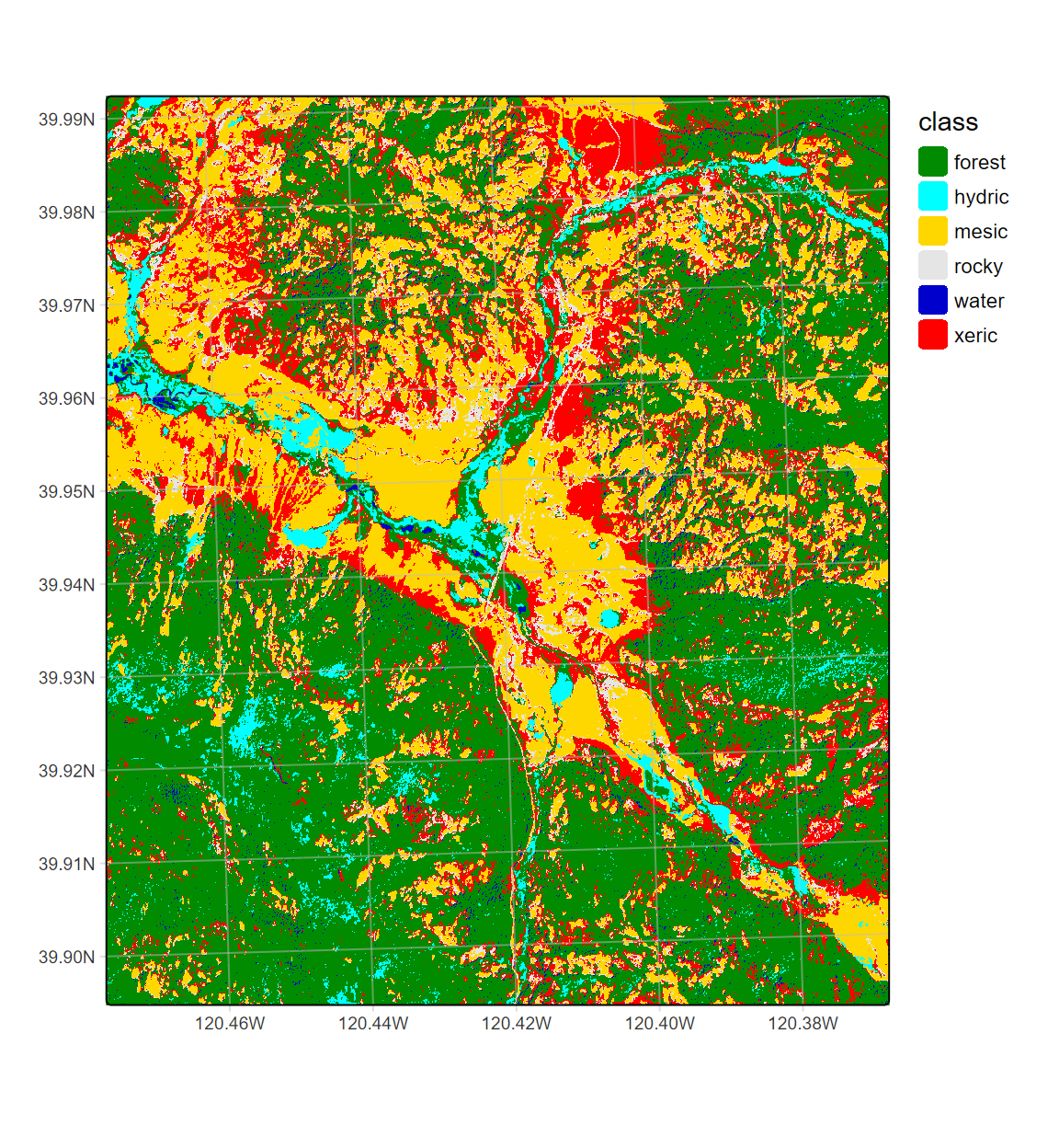 CART classification, highest probability class, Sentinel-2 10 m, 2021 spring and summer phenology