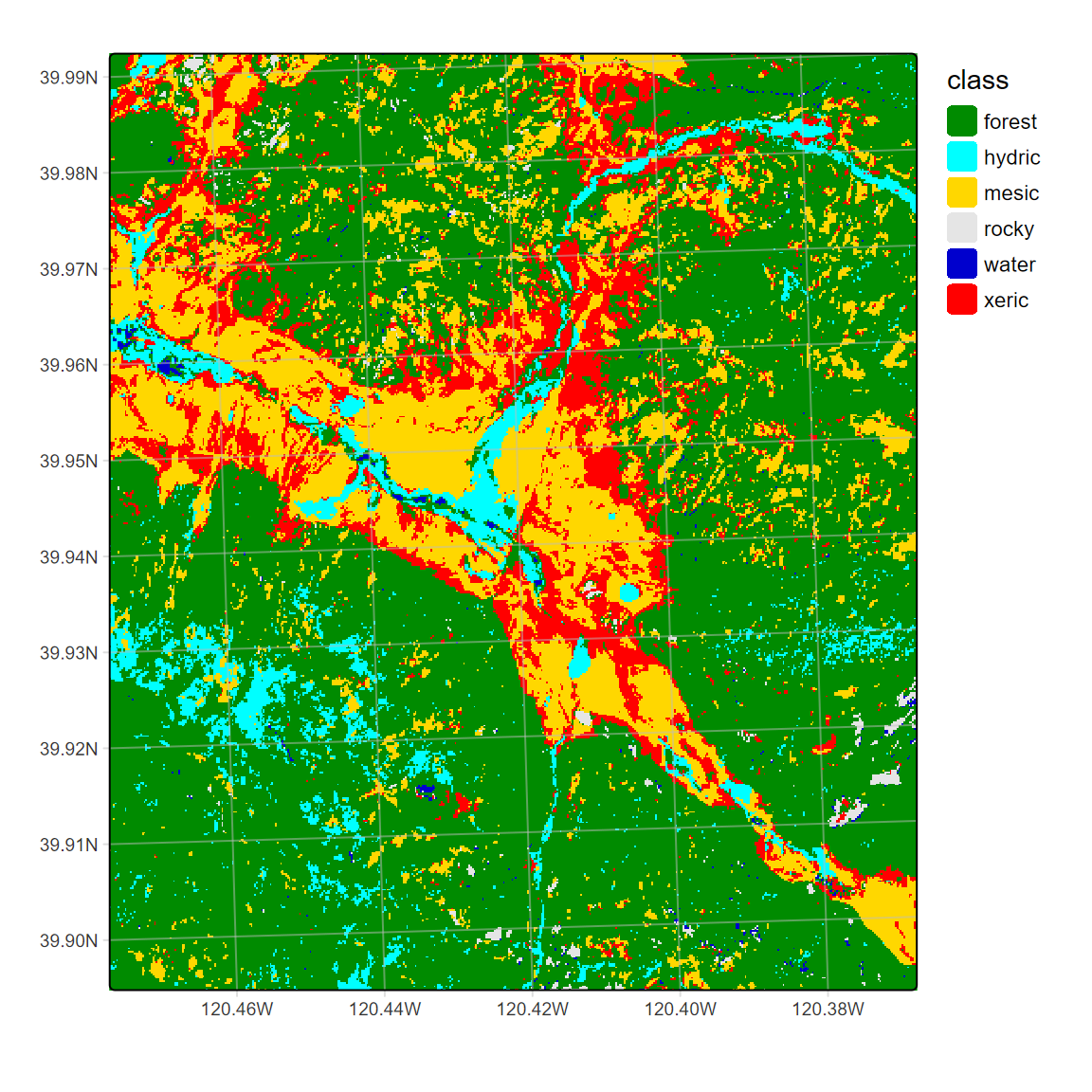 CART classification, highest probability class, Sentinel-2 20 m 20210628