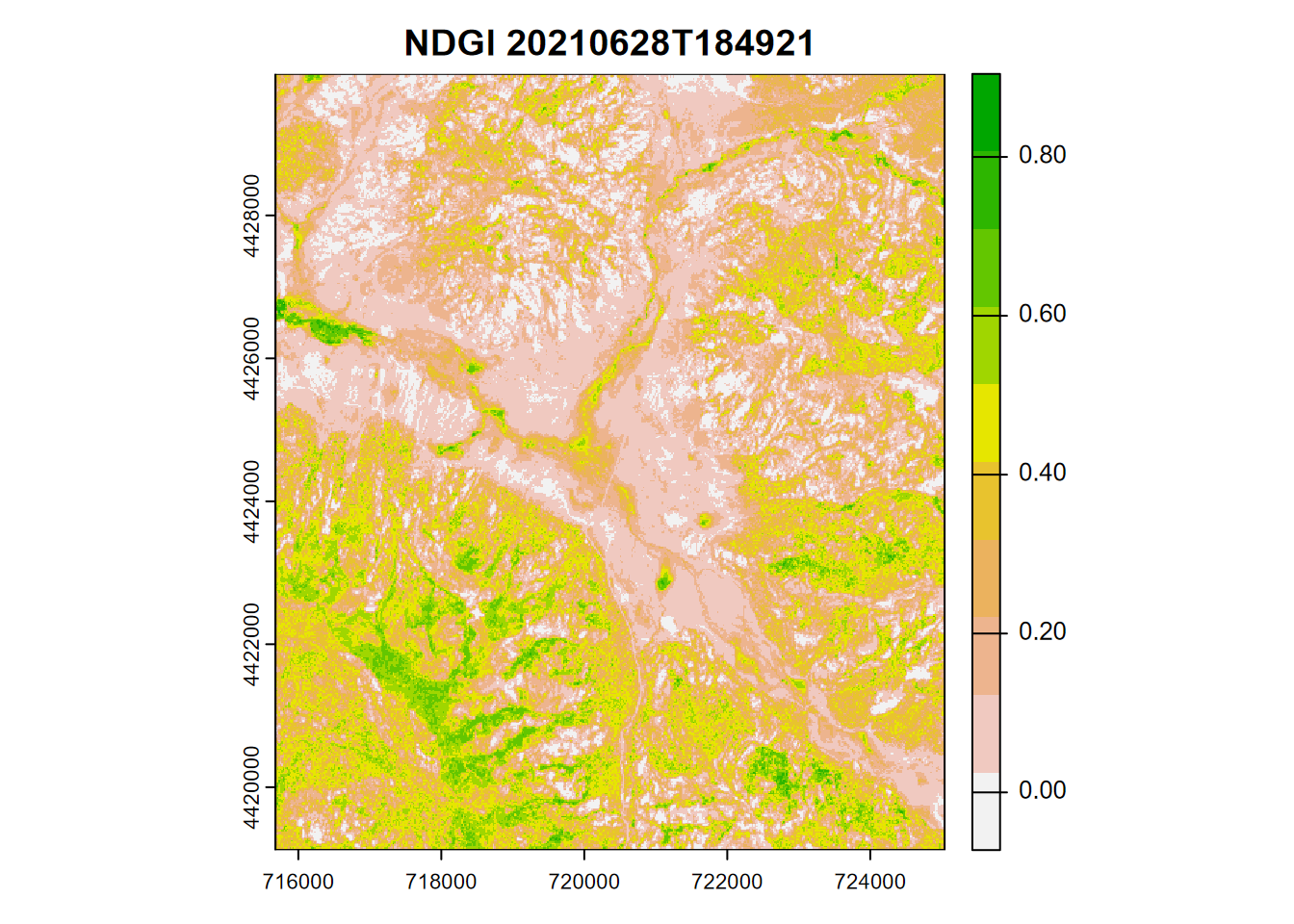 NDGI from Sentinel-2 image, 20210628.