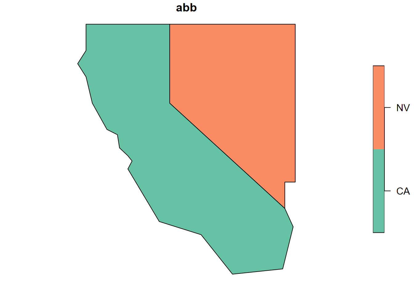 Base R plot of one attribute from two states