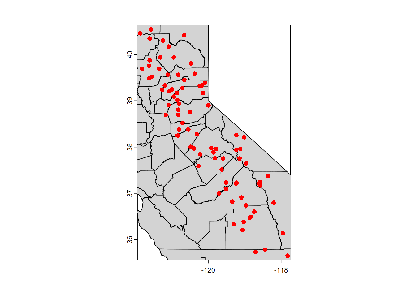 Features added to the map using the base R plot system