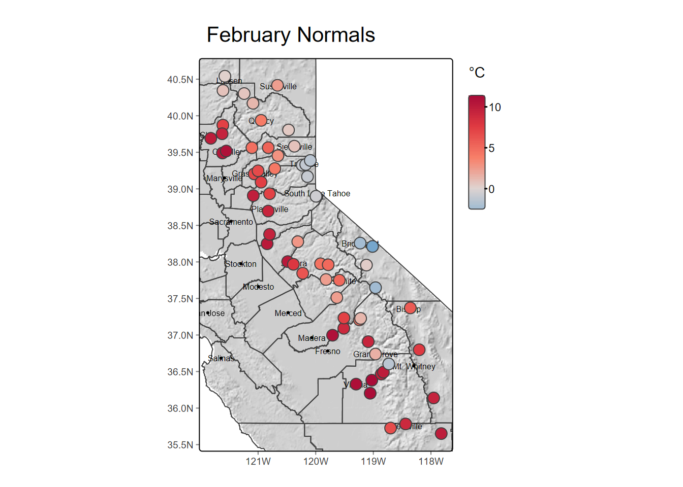 Original February temperature data