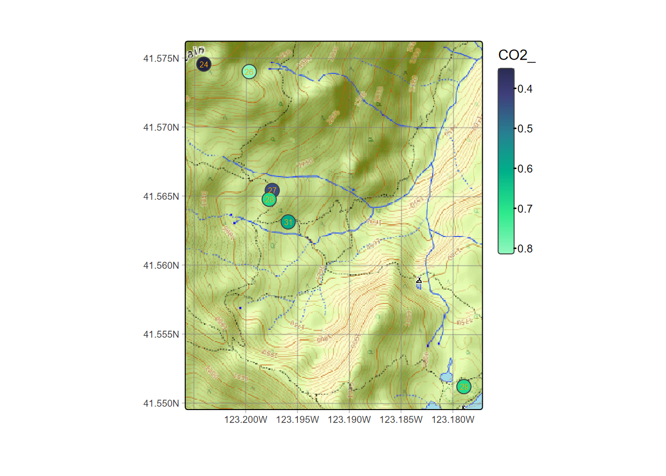 Selection of soil CO2 sampling sites, July 1995