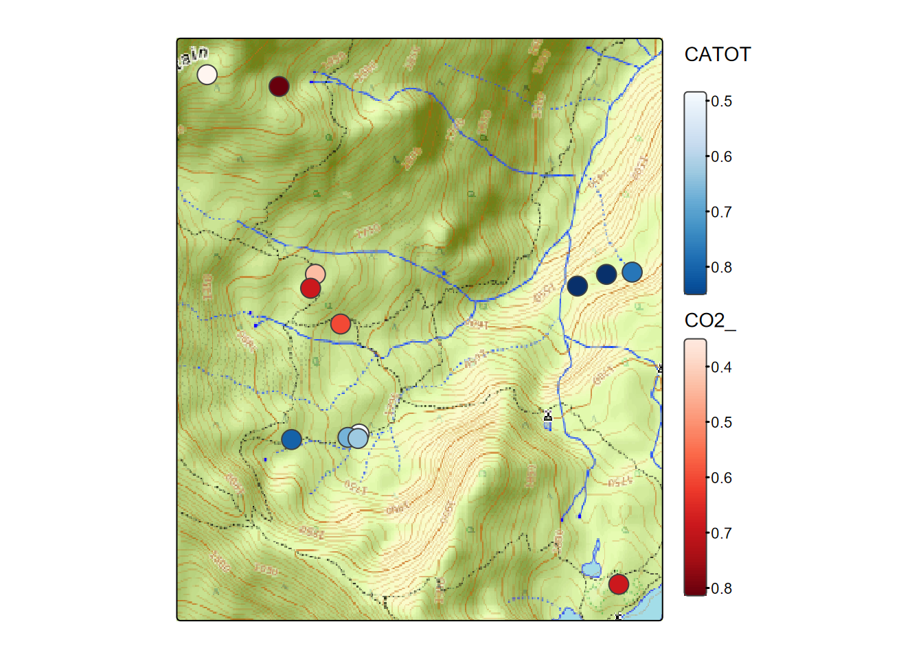 Selection of soil CO2 and in-cave water samples