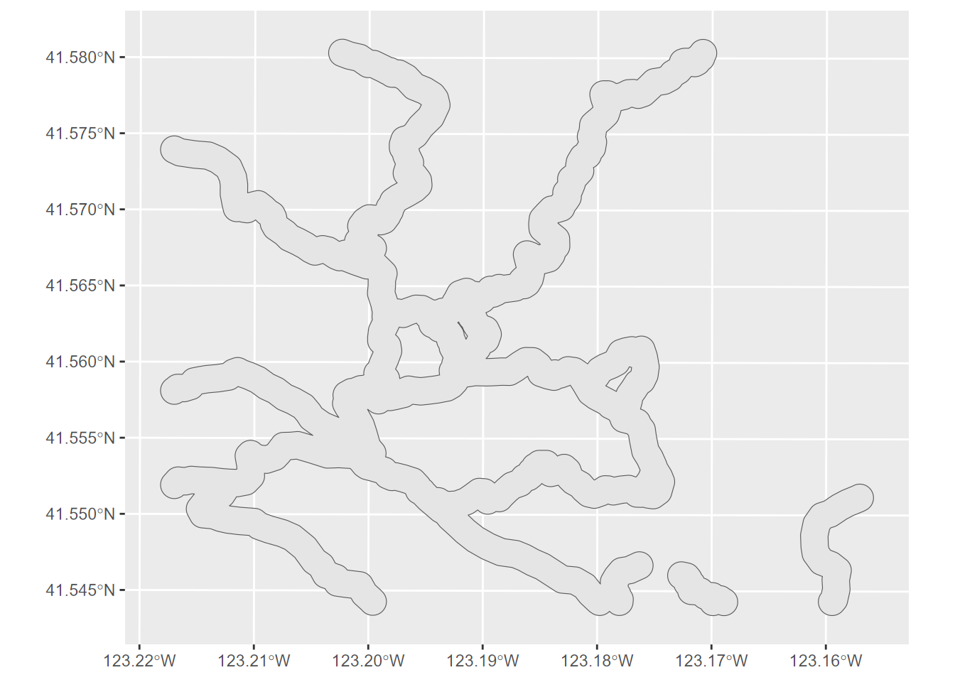 Unioned trail buffer, dissolving boundaries