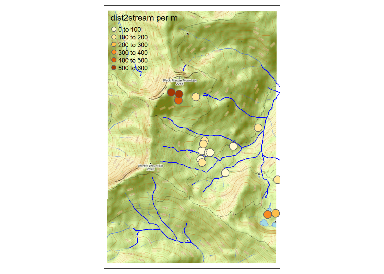 Marble Mountains Soil CO2 sampling sites, July 1995