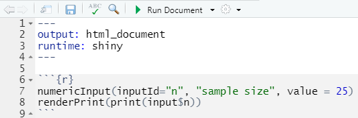 numericInput and renderPrint code