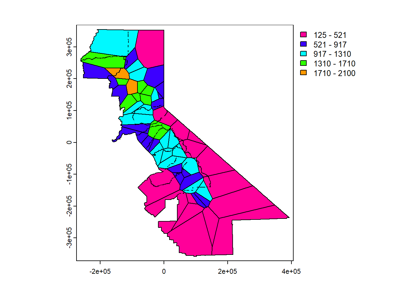 Precipitation mapped by Voronoi polygon