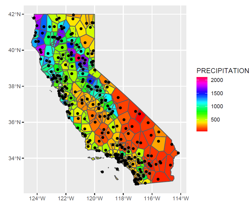 Voronoi polygons of precipitation (goal)