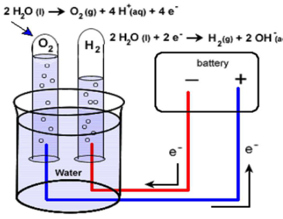 Electrolysis of Water to Yield Hydrogen and Oxygen Gas