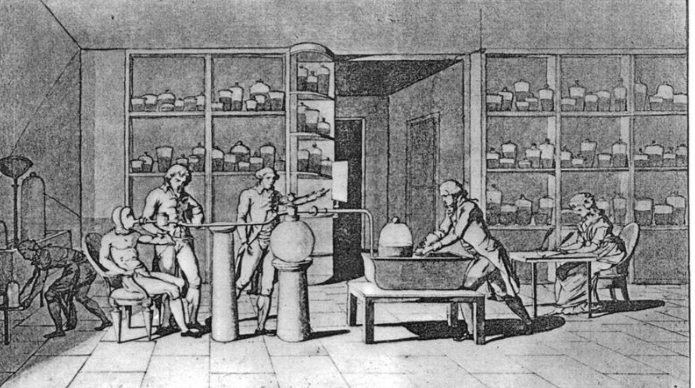 Lavoisier Performing Experiments on Respiration