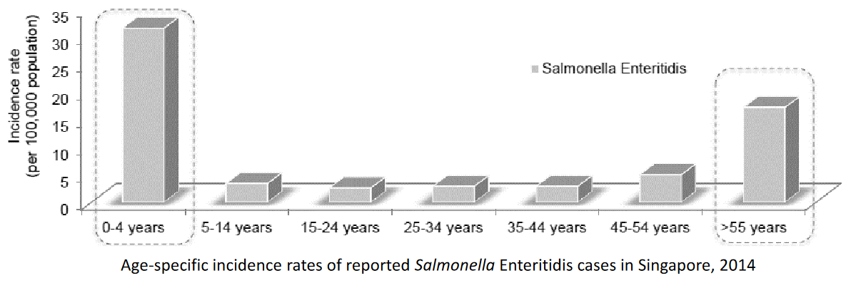 Bimodal Distribution in the Incidence of *Salmonella* Cases