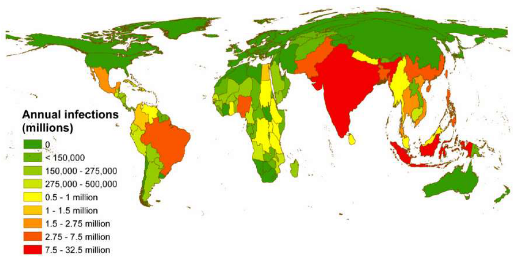 Amount of Dengue-Stricken Patients by Country