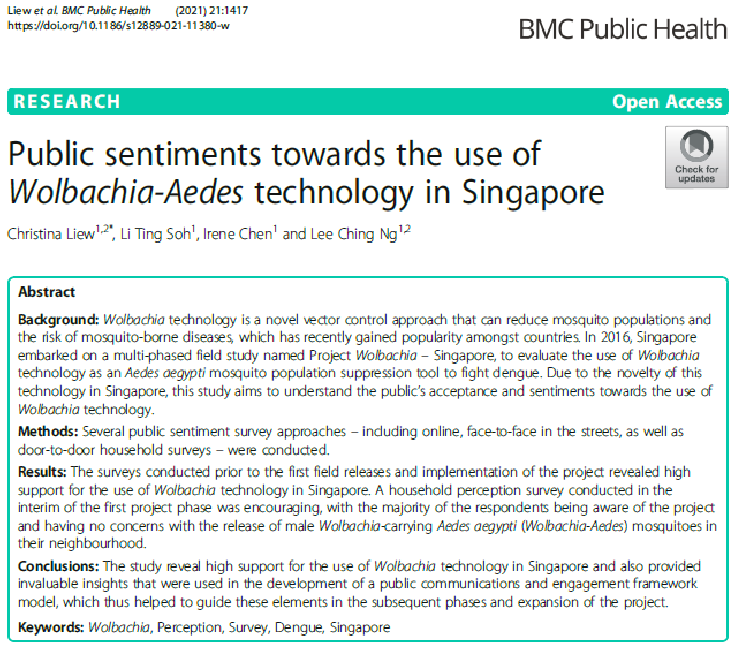 Study on Public Sentiments of Project Wolbachia